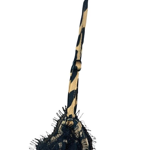 bp Camisole Top Leopard Print Brown Black Lace Fringe Spaghetti Straps XS - Picture 9 of 12